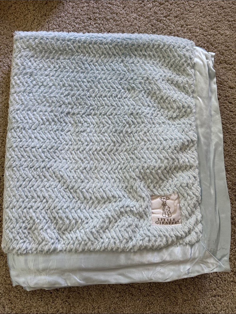 LITTLE GIRAFFE Light Blue Textured Chenille Baby & Toddler Blanket